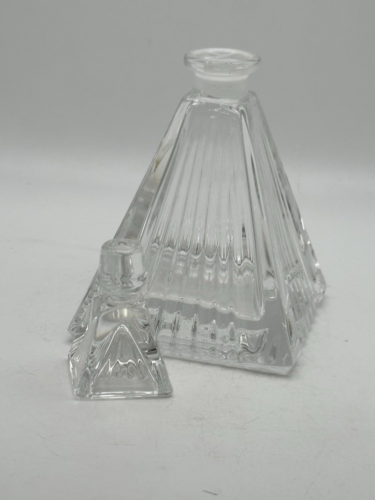Art Deco Leaded Crystal Triangular Perfume Bottle With Stopper