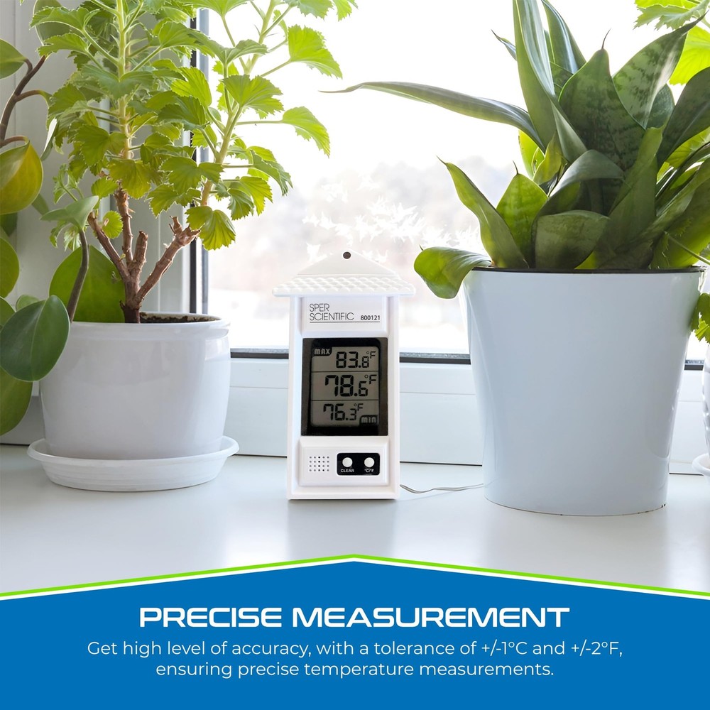 Sper Scientific Compact Digital Min/Max Thermometer 800121 - 1 Pack, White
