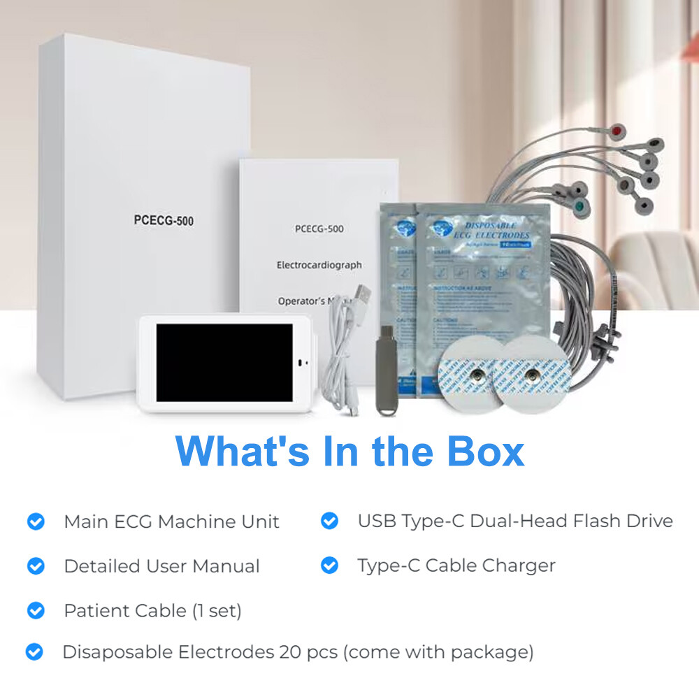 NEW 6/12-lead Electrocardiograph ECG EKG Machine + Glasgow ECG Interpretation