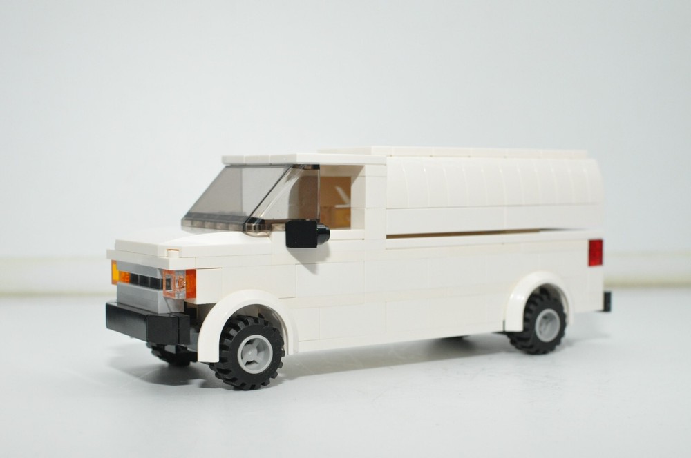 Custom White Work Van Model Made and Compatible with LEGO® Bricks