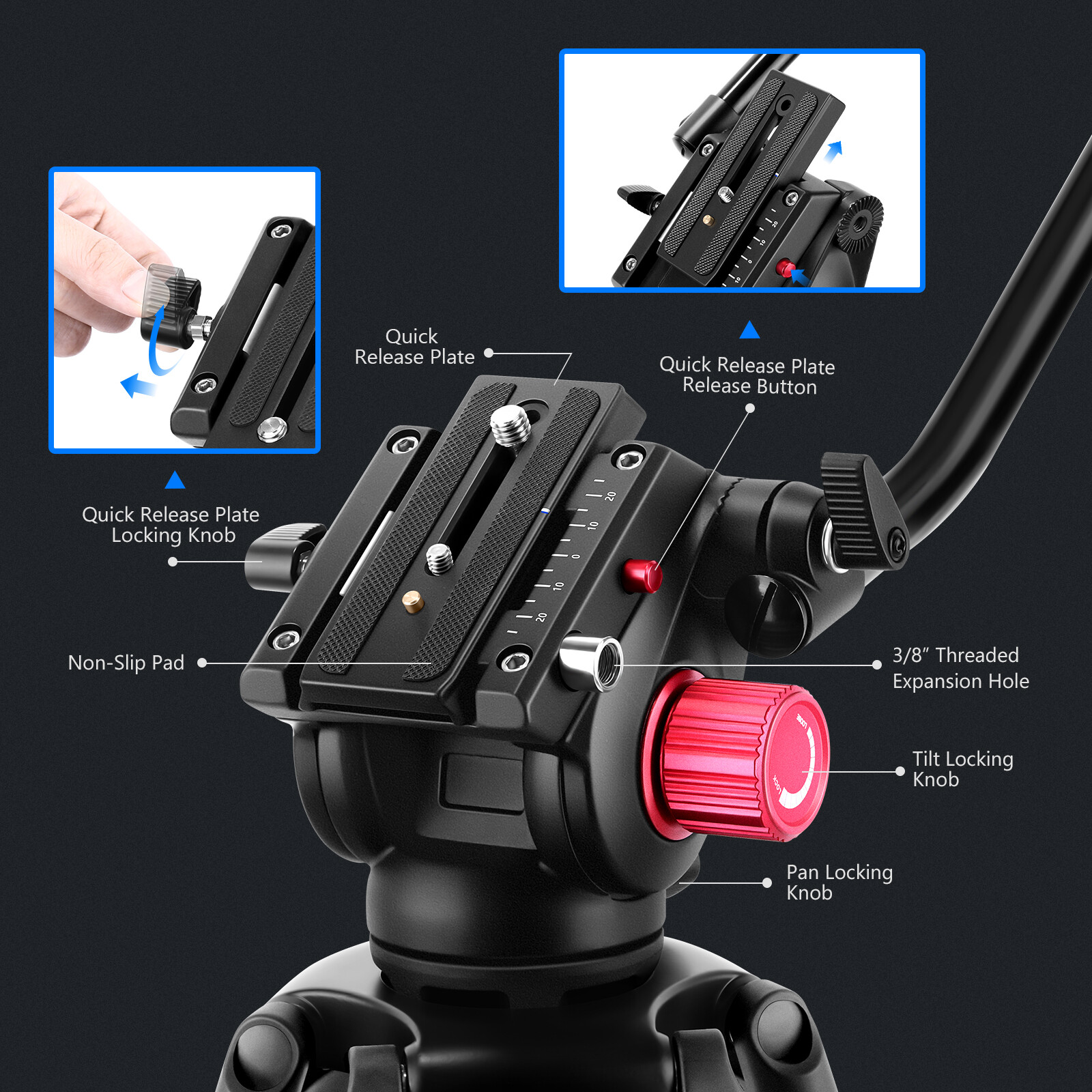 Neewer 79”/200cm Video Tripod Heavy Duty Aluminum Alloy Camera Tripod Stand