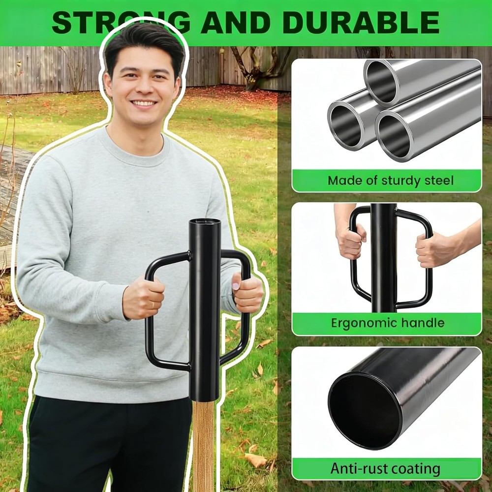 Solid Steel Post Rammer with Comfortable Handles