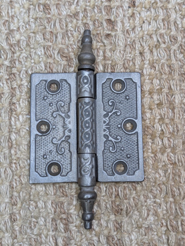 3" x 3" Antique Decorative Cast Iron Steeple Tip Hinge