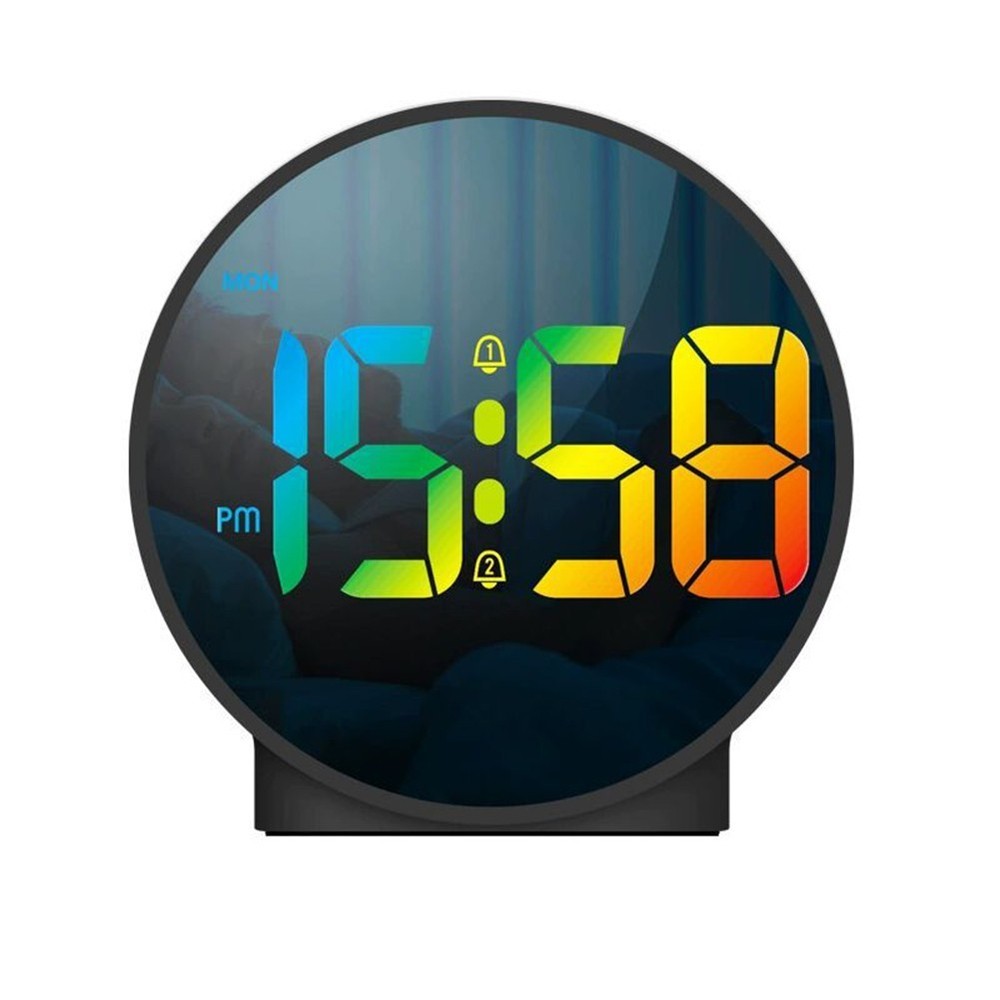 Space Saving Digital Alarm Clock with Curved Display and User Friendly Features