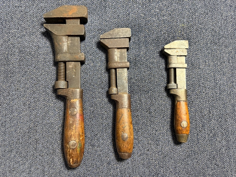 WOODEN HANDLE PIPE WRENCHES - 2 ARE COES
