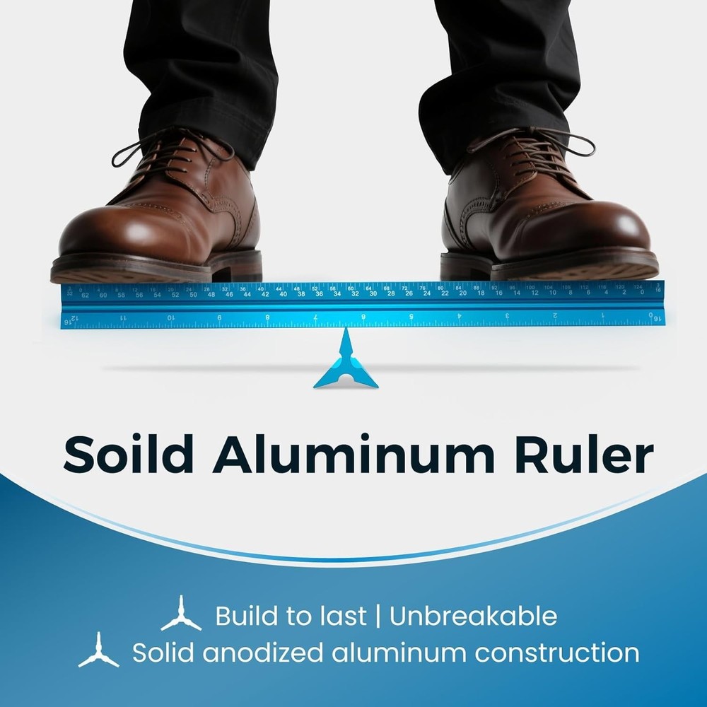 12" Triangular Architectural Scale Ruler - Durable Aluminum Precision Tool