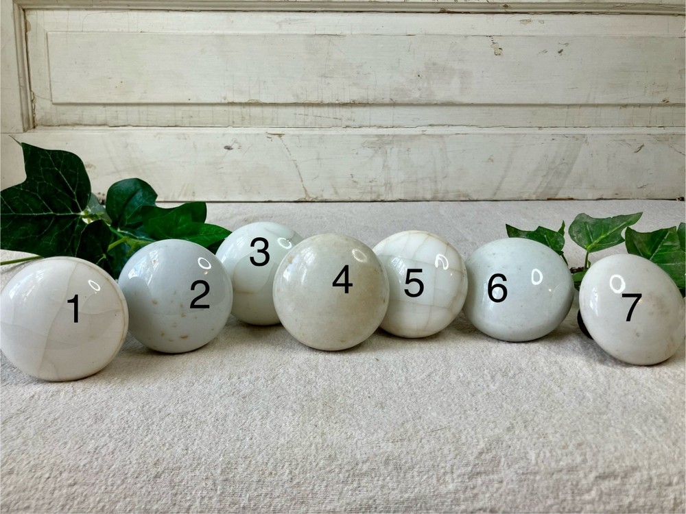 7 VTG Door Knobs White Porcelain Hardware Crafting Replacement As Found