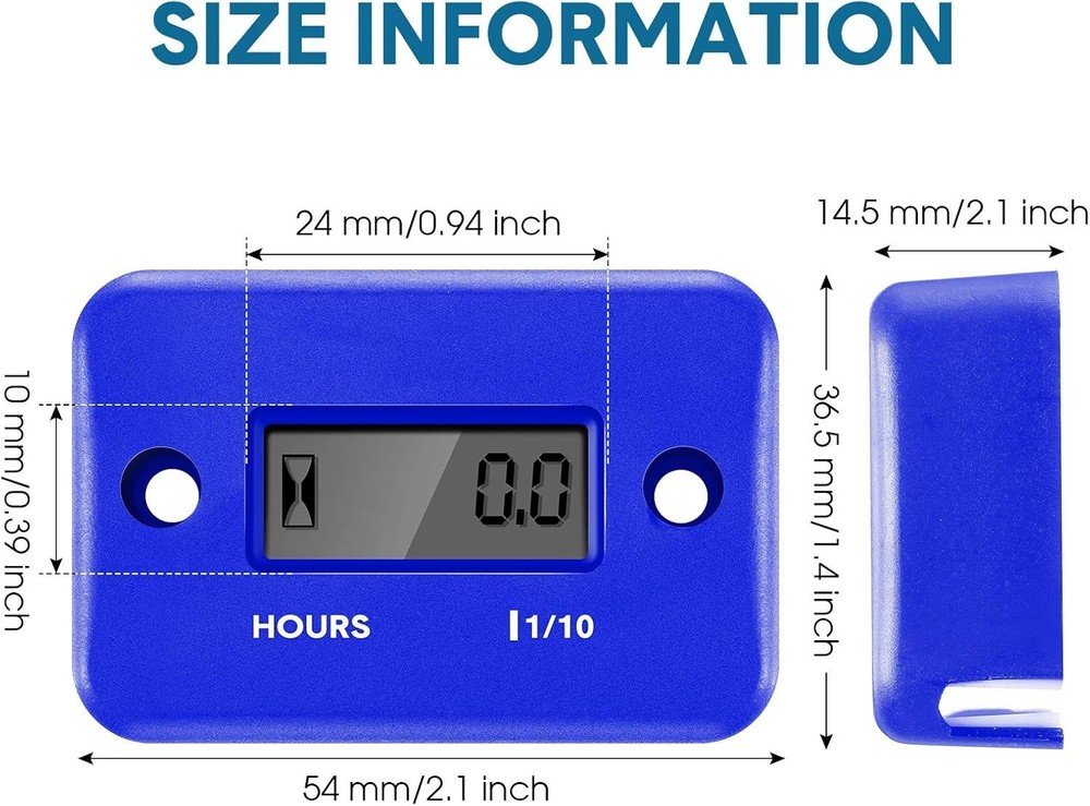 Inductive Hour Meter 2 Pack Waterproof Digital Engine Timer for Motorcycles