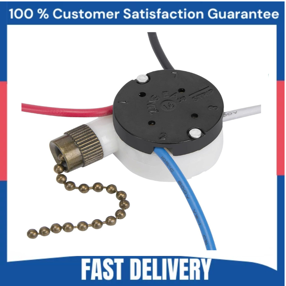 Ceiling Fan Switch Zing Ear ZE-208s E89885 3 Speed 4 Wire Pull Chain Switch Fan
