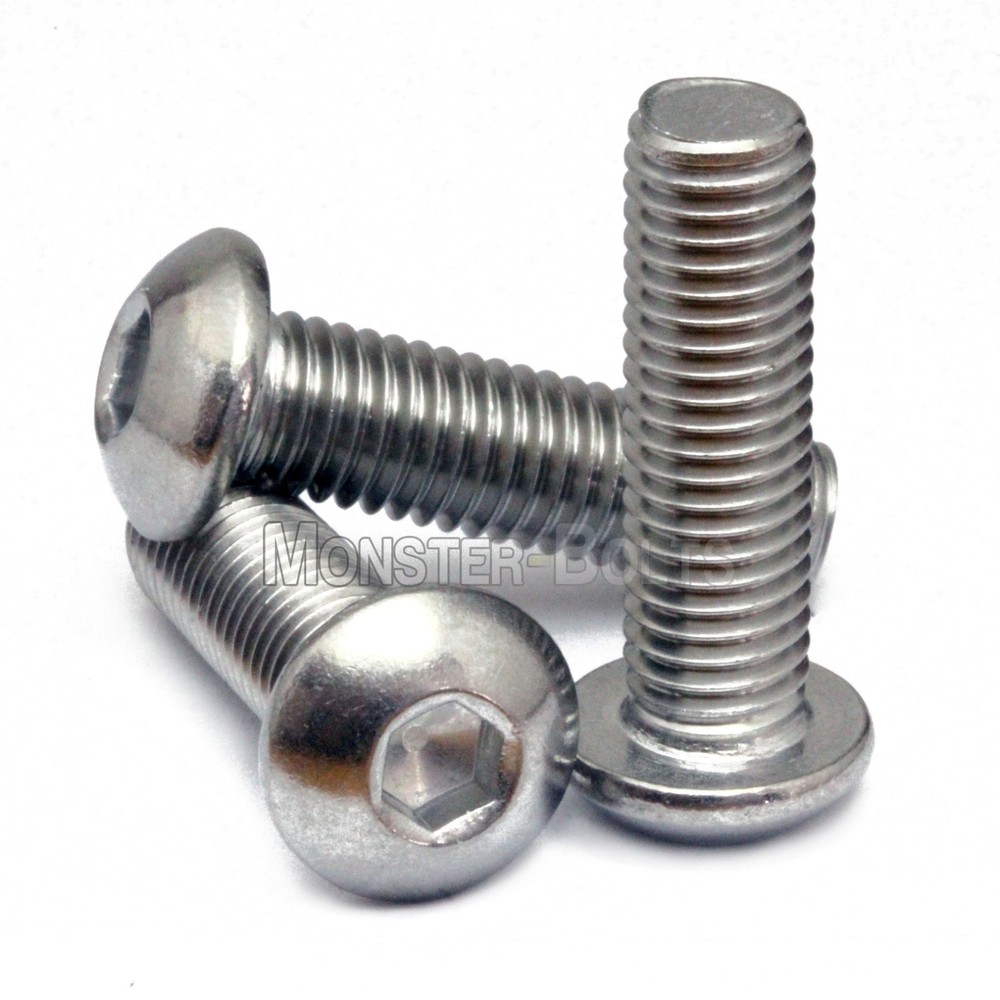 M6 - 1.0 x 25mm Stainless Steel Button Head Socket Hex Cap Screws, A2 ISO 7380