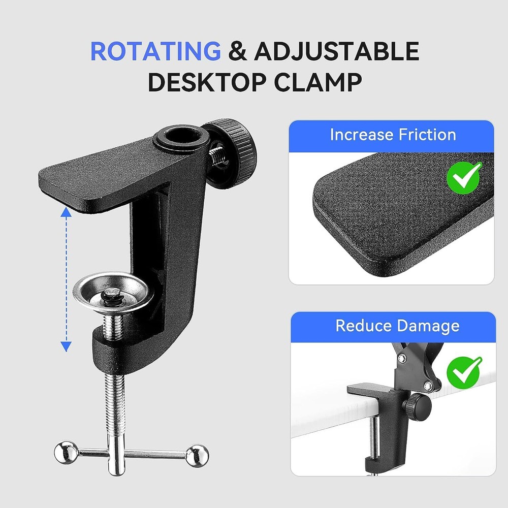 TOMLOV Flexible Arm for Digital Microscope Adjustable Stand + 144 LED Ring Lamp