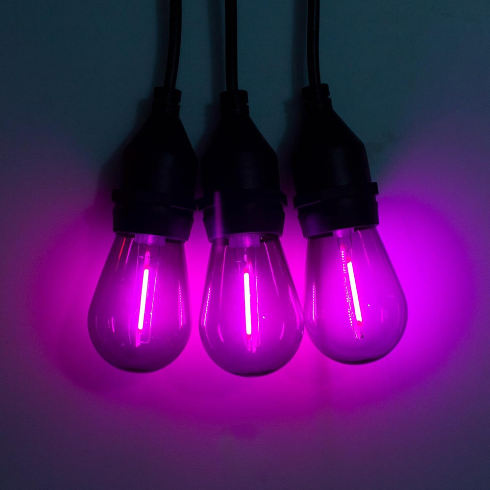 S14 Colored LED String Light Bulbs, 15 Pack 1 Watt Plastic Shatterproof LED Repl