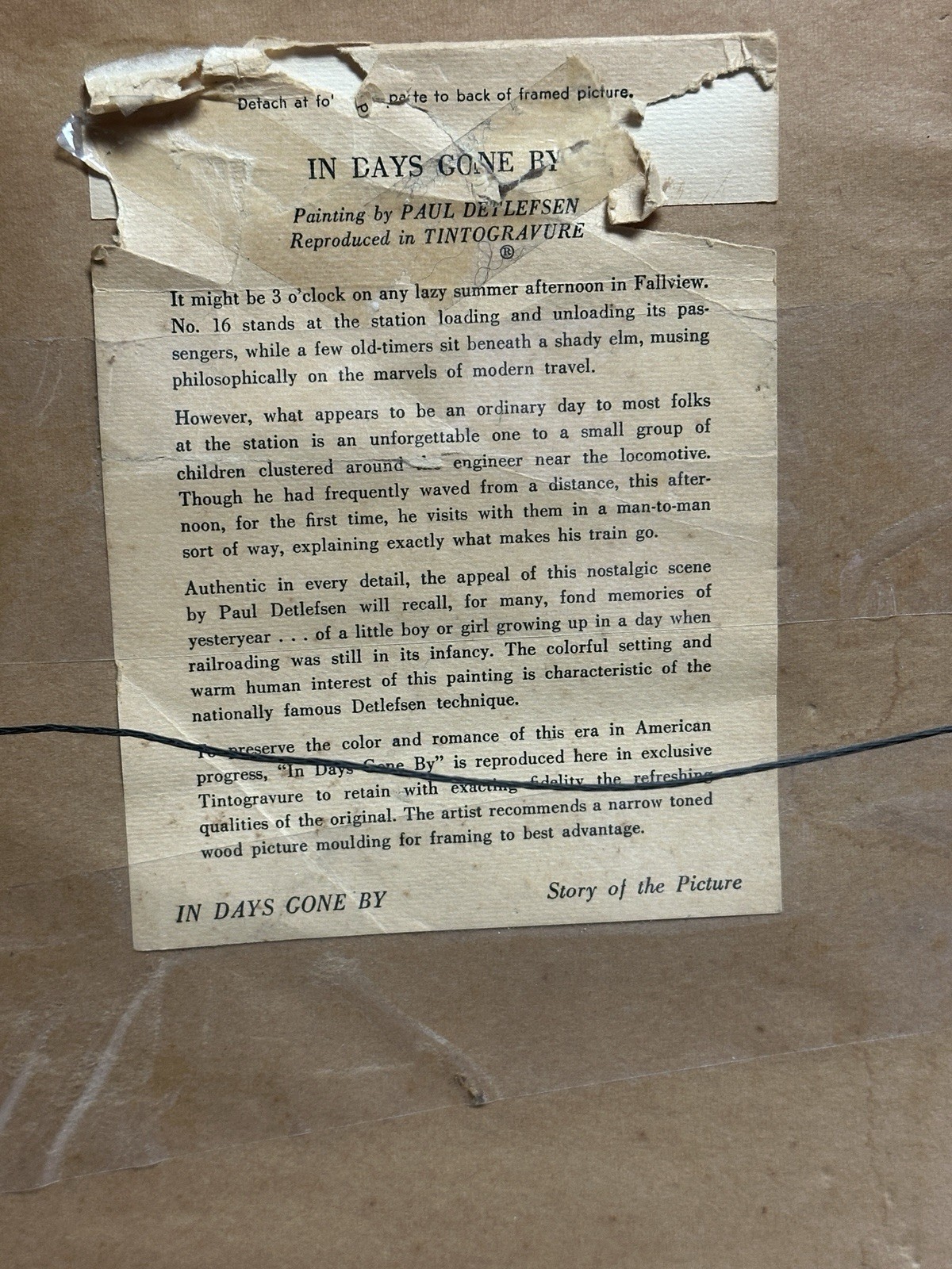 VTG Paul Detlefsen "In Days Gone By" Framed Print 13" x 17" Train Steam Engine