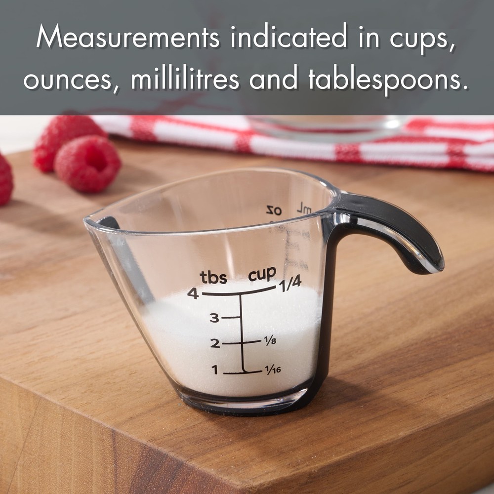 (4 pack 1/4C Plastic Mini Measuring Cup Black/Transparent
