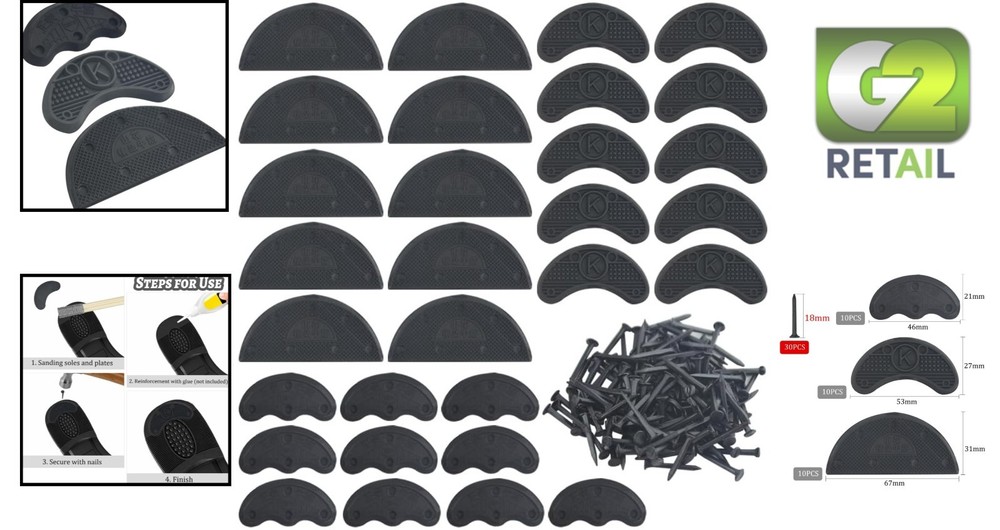 Versatile 30PCS Black Heel Taps – Durable, Non-Slip Solution for Shoes