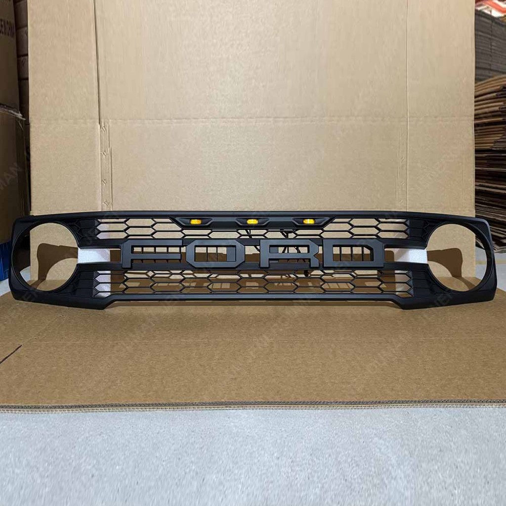 Matte Black Raptor Style Look Grille For 2021-2024 Ford Bronco Front Upper Grill