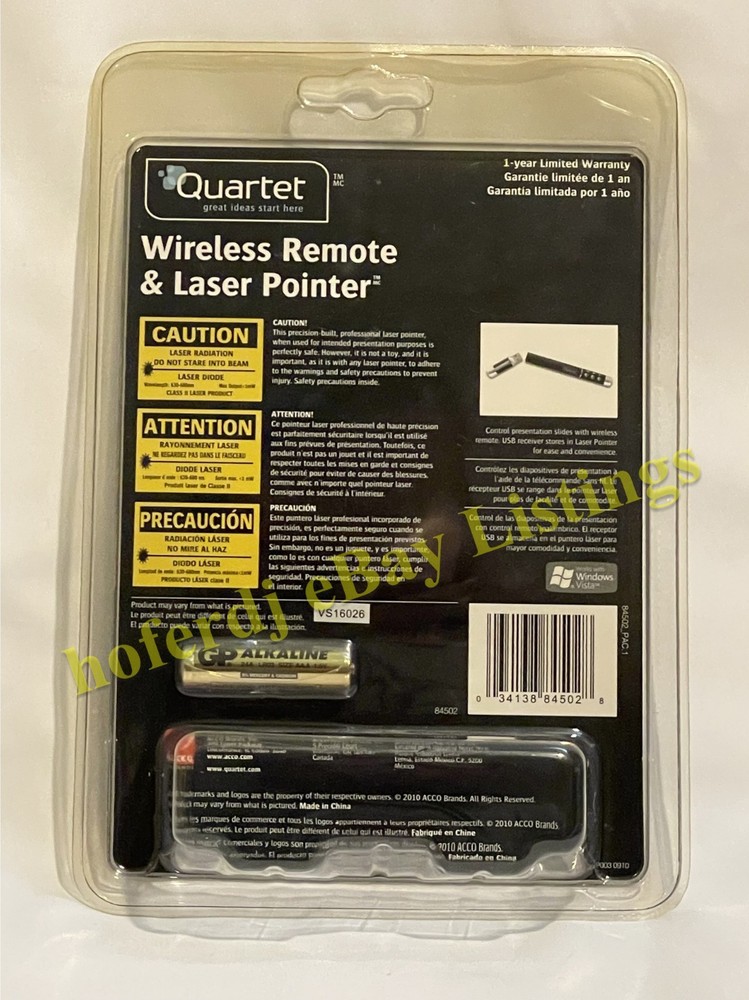 Acco Quartet Wireless Remote and Laser Pointer NEW SEALED