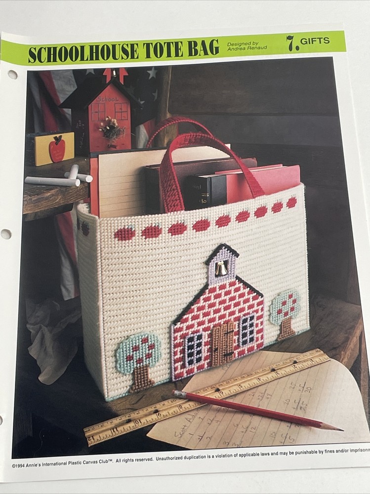 Annie's Attic Schoolhouse Tote Bag Plastic Canvas Pattern