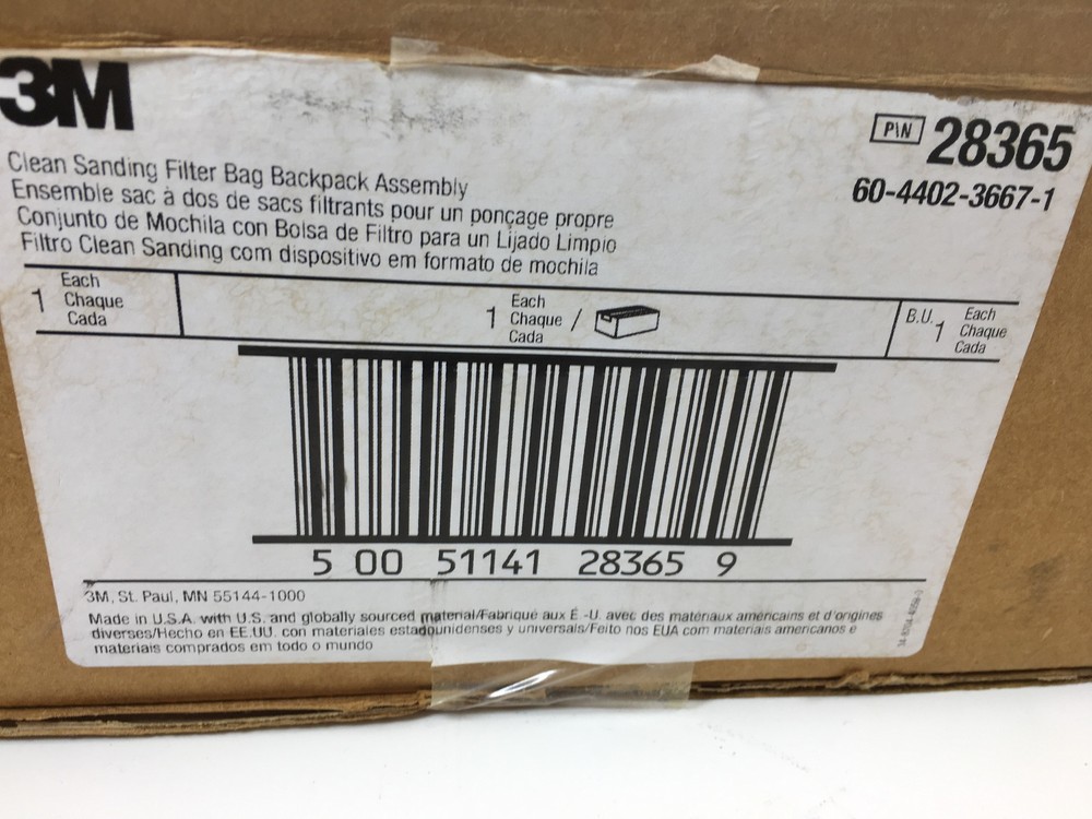 3M 28365 CLEAN SANDING FILTER BAG BACKPACK ASSEMBLY New in Box