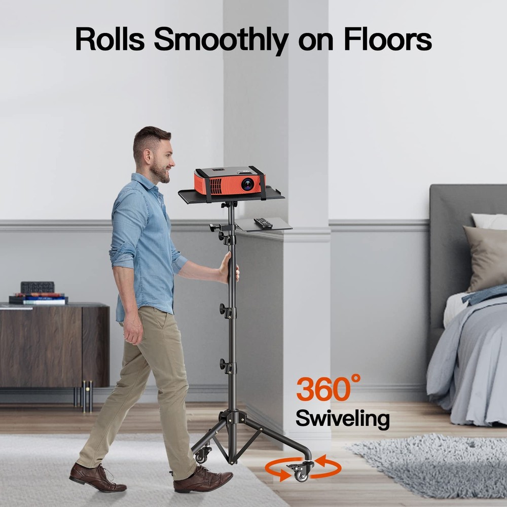 Amada Projector Stand with Wheels, Height Adjustable Rolling Stand with Tray,...