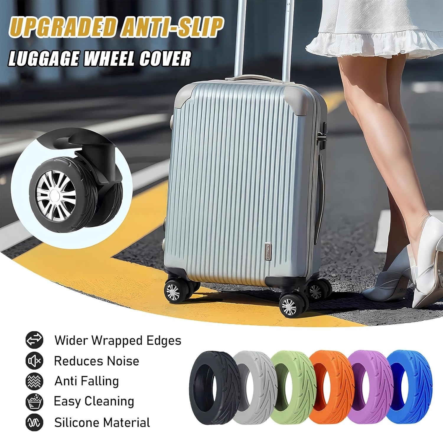 Silicone Luggage Wheel Covers Protector 10PCS Suitcase Spinner Caster Shoes