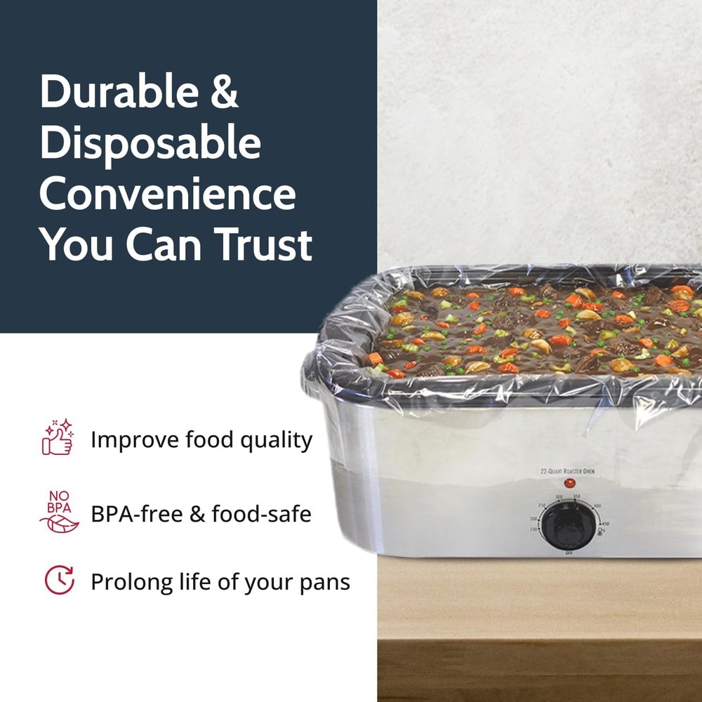 Effortless Cleanup Disposable Foil Liners for 22 Quart Electric Roasters, 2 Pack