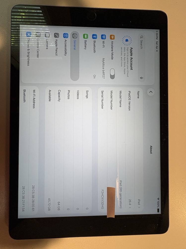 Apple iPad 9th gen 64gb wifi only