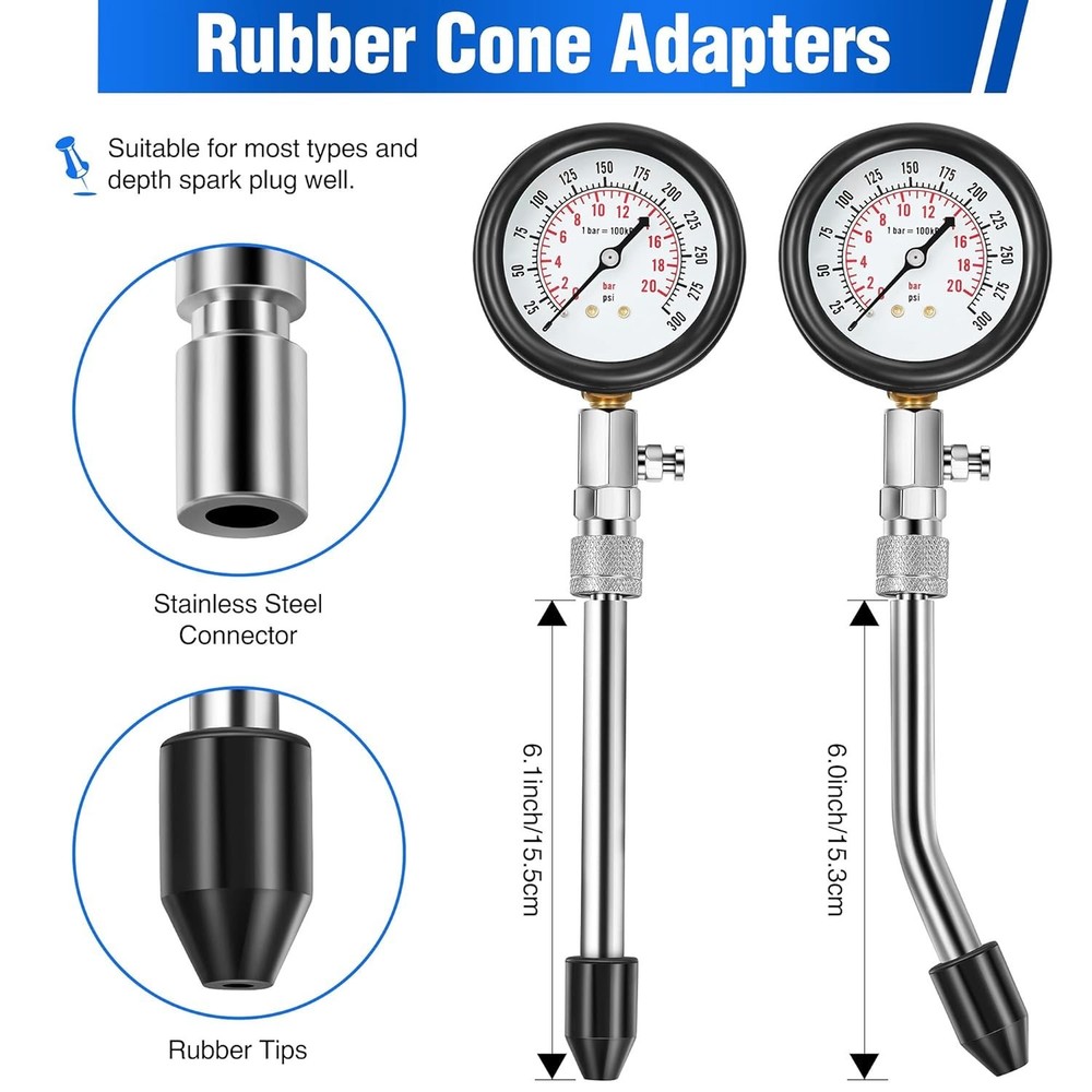 Automotive Compression Tester Kit with Spark Plug Tester for Engine Diagnostics