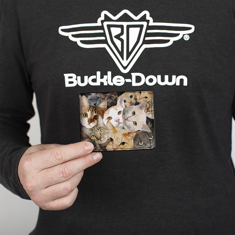 Bi-Fold Wallet Cat Faces Stacked