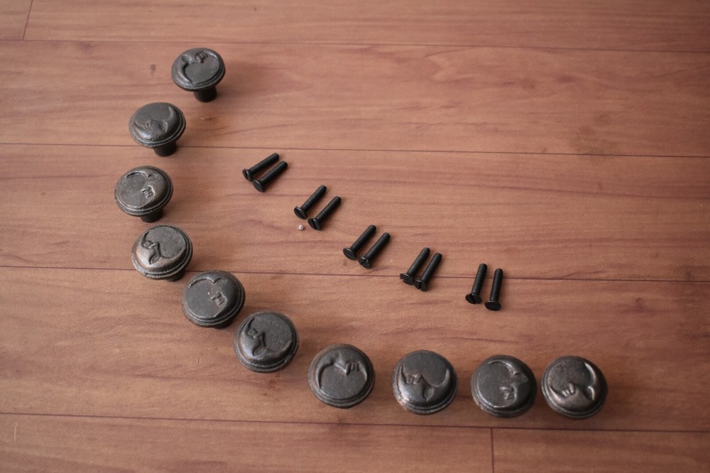 Iron door knobs cast cabinet moon drawer handles pull rustic hardwar 10 pcs