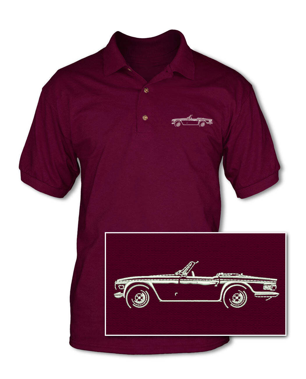 Triumph TR6 Convertible Adult Pique Polo Shirt Side View