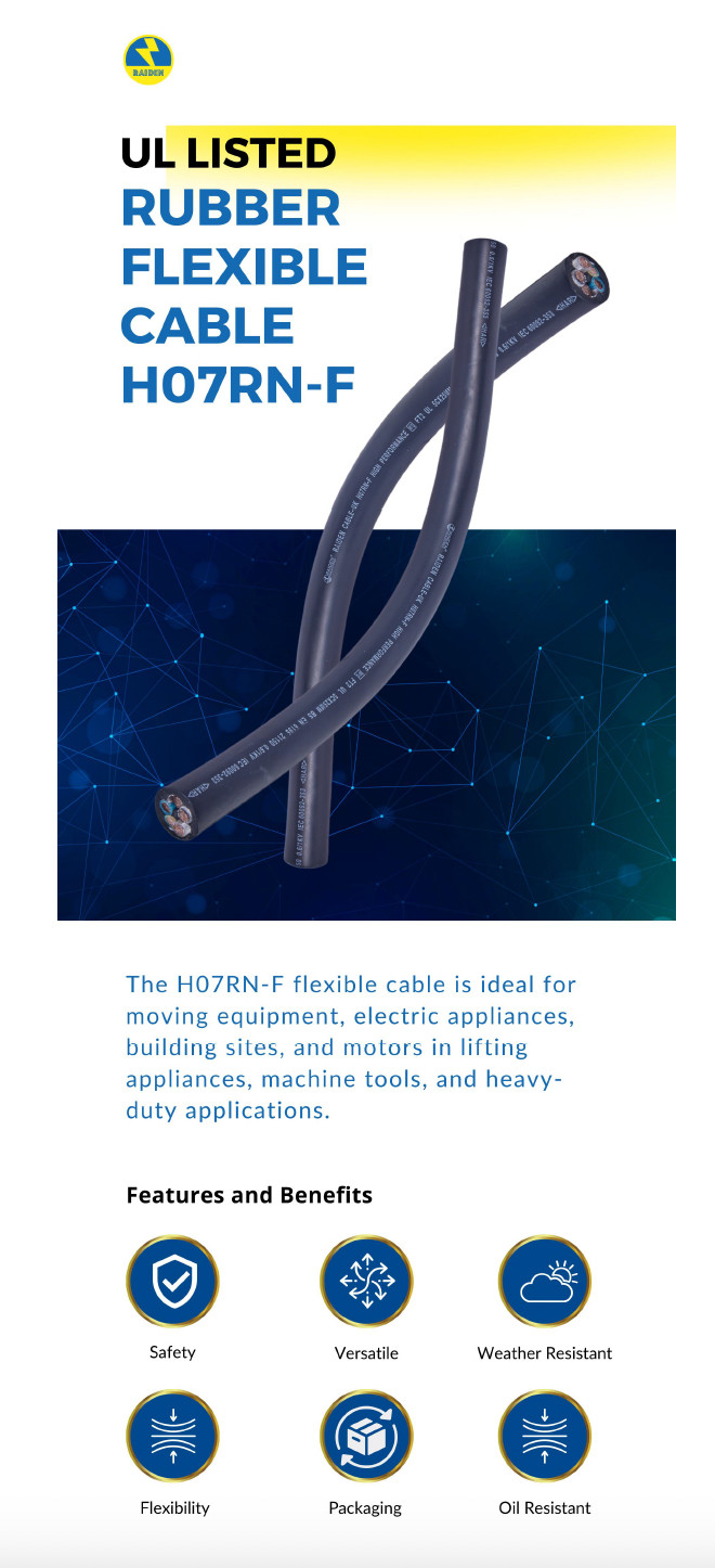 H07RN-F RUBBER CABLE 3 CORE HEAVY DUTY FLEXIBLE UL CERT, WITH WARRANTY ALL SIZES