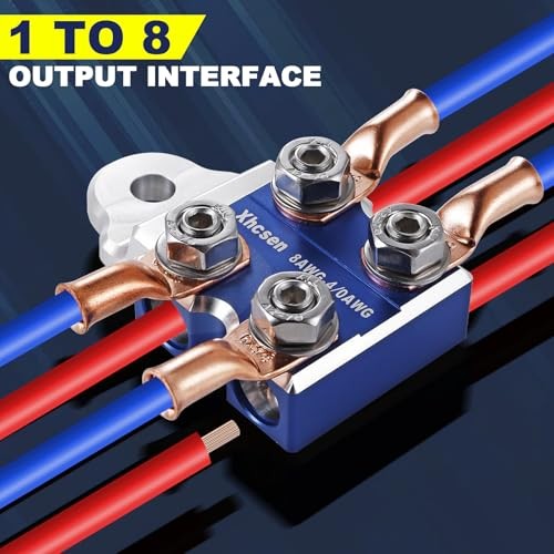 8-Way Battery Terminal Connectors with Bolt Down Ends or Threaded Studs, 8w