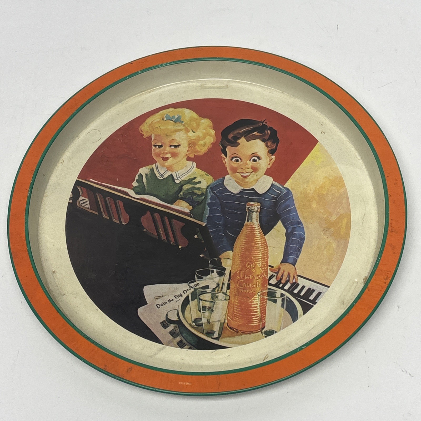 RARE Vintage Orange Crush DOIN THE BIG ORANGE Soda Tray Sign Advertisement Orig