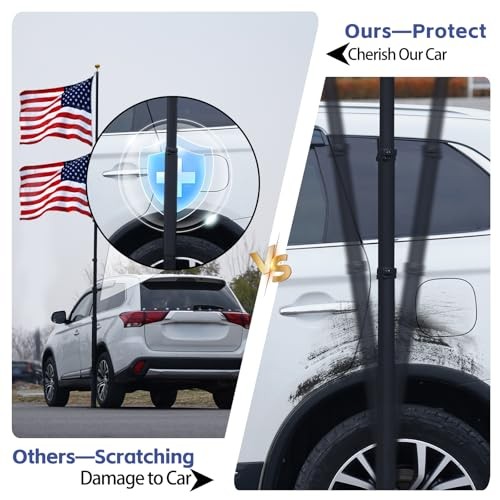 20FT Tailgate Flag Pole with Tire Mount, Fit Tailgate Flagpole Kit