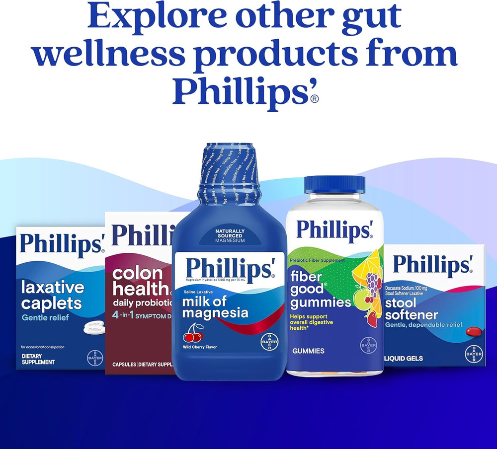 Phillips' Laxative Caplets, with Naturally Sourced Magnesium Supplement