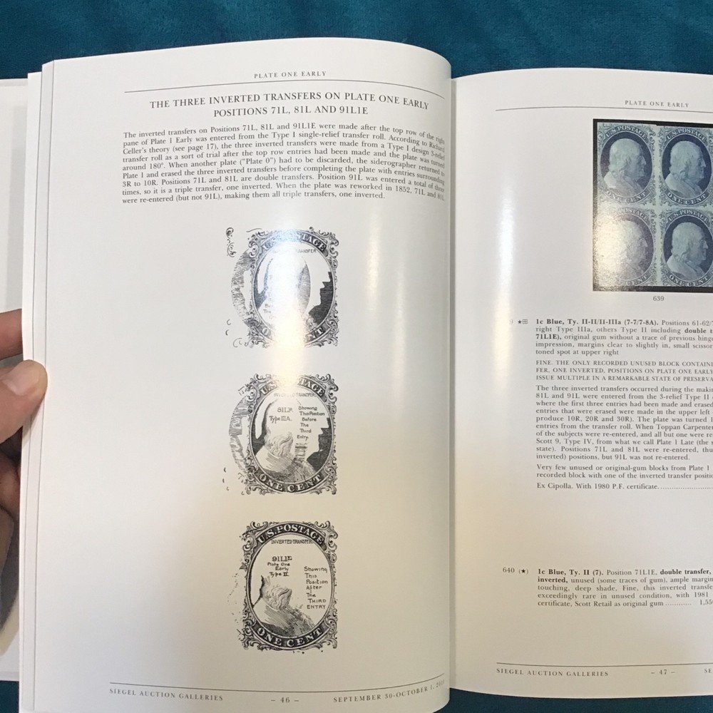 Siegel 994 Wagshaw Part 2 1851-1856 One Cent Imperforate Collection (2010)