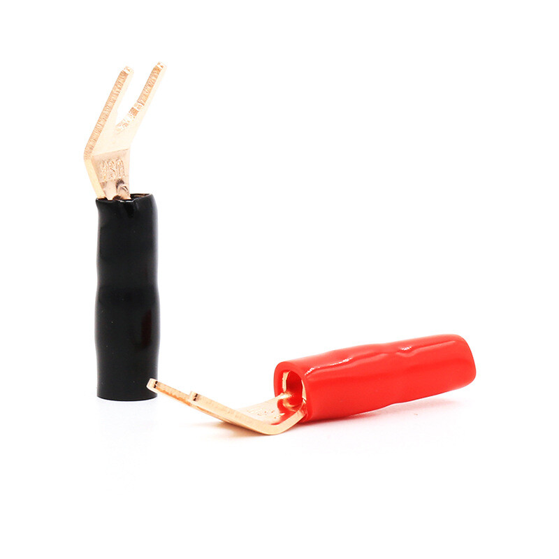 8pcs Gold Plated Y Spade Terminal Connector HiFi Audio Speaker Cable Plug