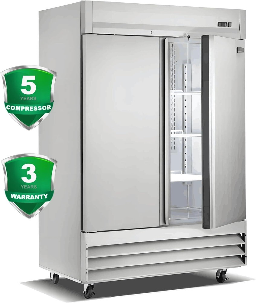 Smad Refrigerator 47 Cu.Ft Commercial Fridge 2 Section Solid Door Refrigerators