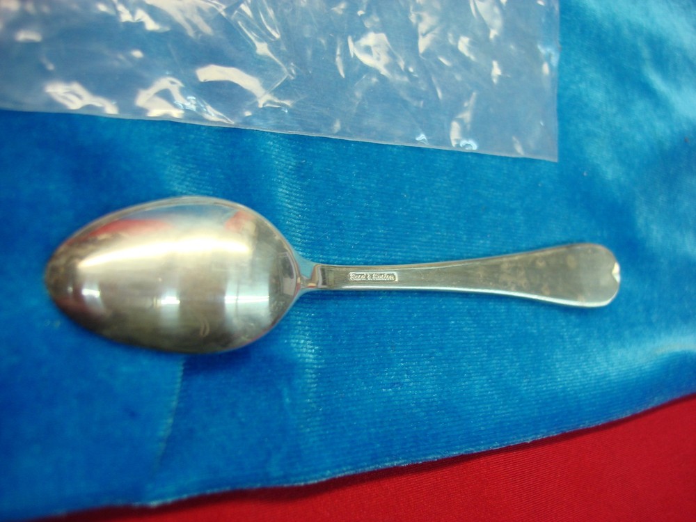 2 REED & BARTON SILVERPLATE INFANT FEEDING SPOONS W/ORIG PKG. - USED ??