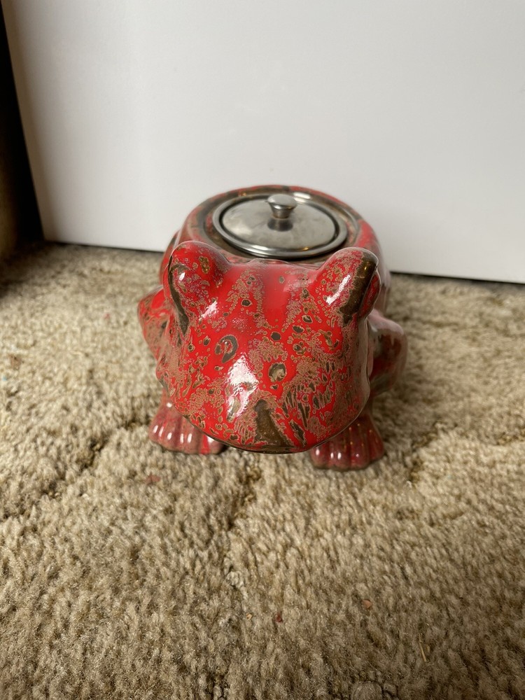 Ceramic Frog - Clean Burn Tabletop Torch - Red & Brown