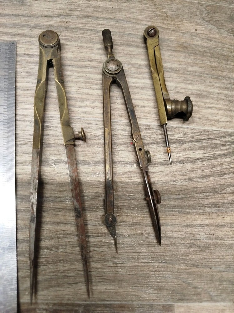 Vintage Technical Drawing items x 3 items - brass