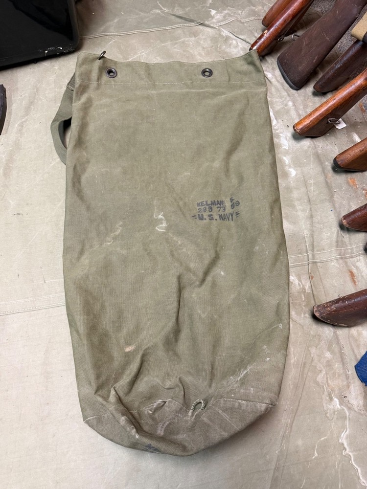 ORIGINAL WWII US USN NAVY INFANTRY M1942 SOLDIER GI DUFFLE BAG- NAMED