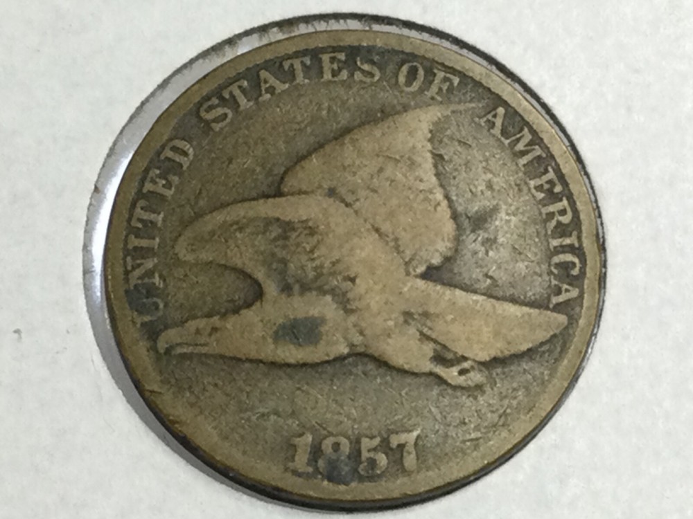 1857 Flying Eagle Cent in very good