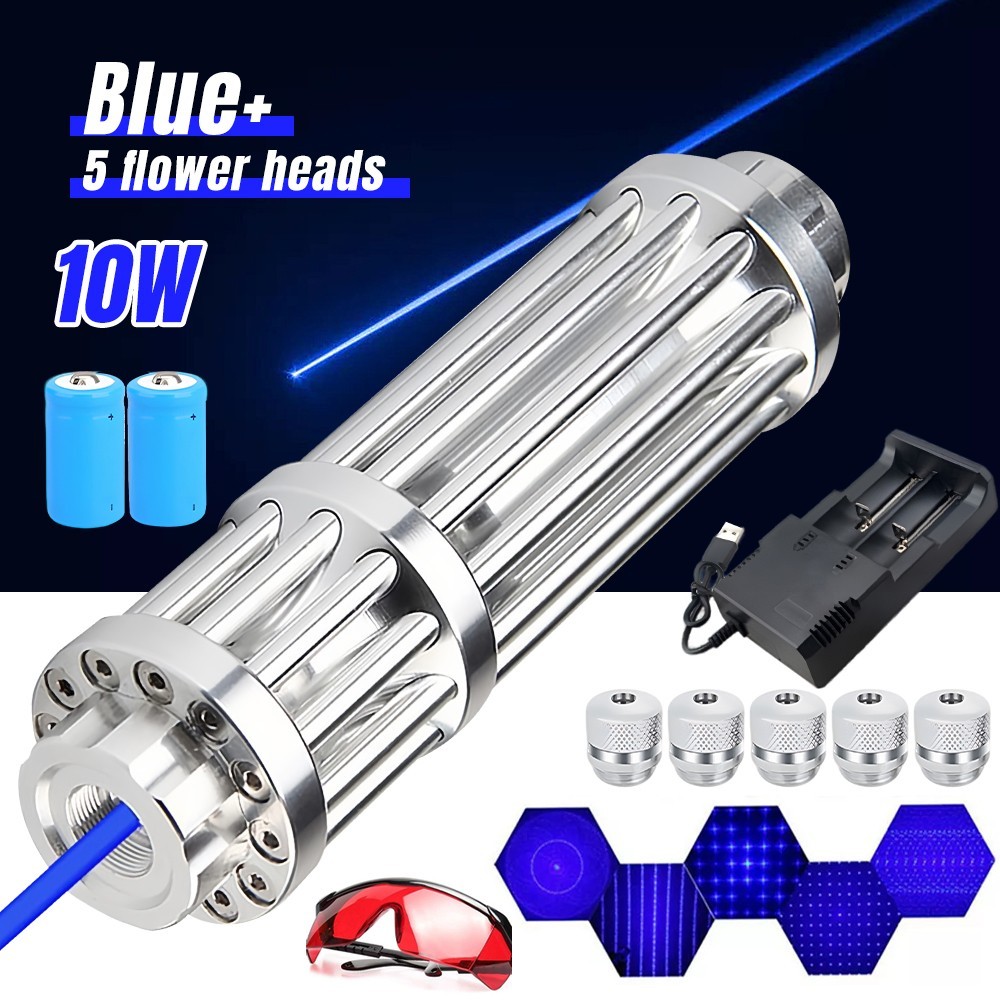 450-n-m Blue Laser Pointer 10W Adjustable Beam Light Torch Lazer Dot & Battery