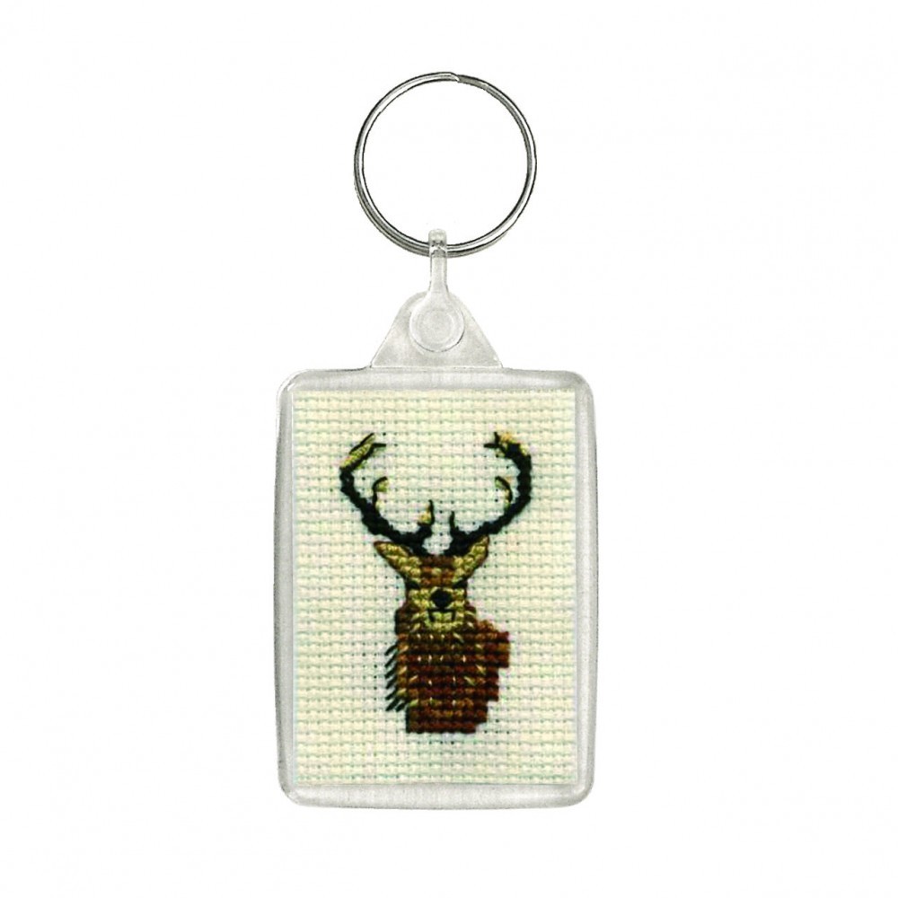 Textile Heritage Counted Cross Stitch Keyring Kit - Stag