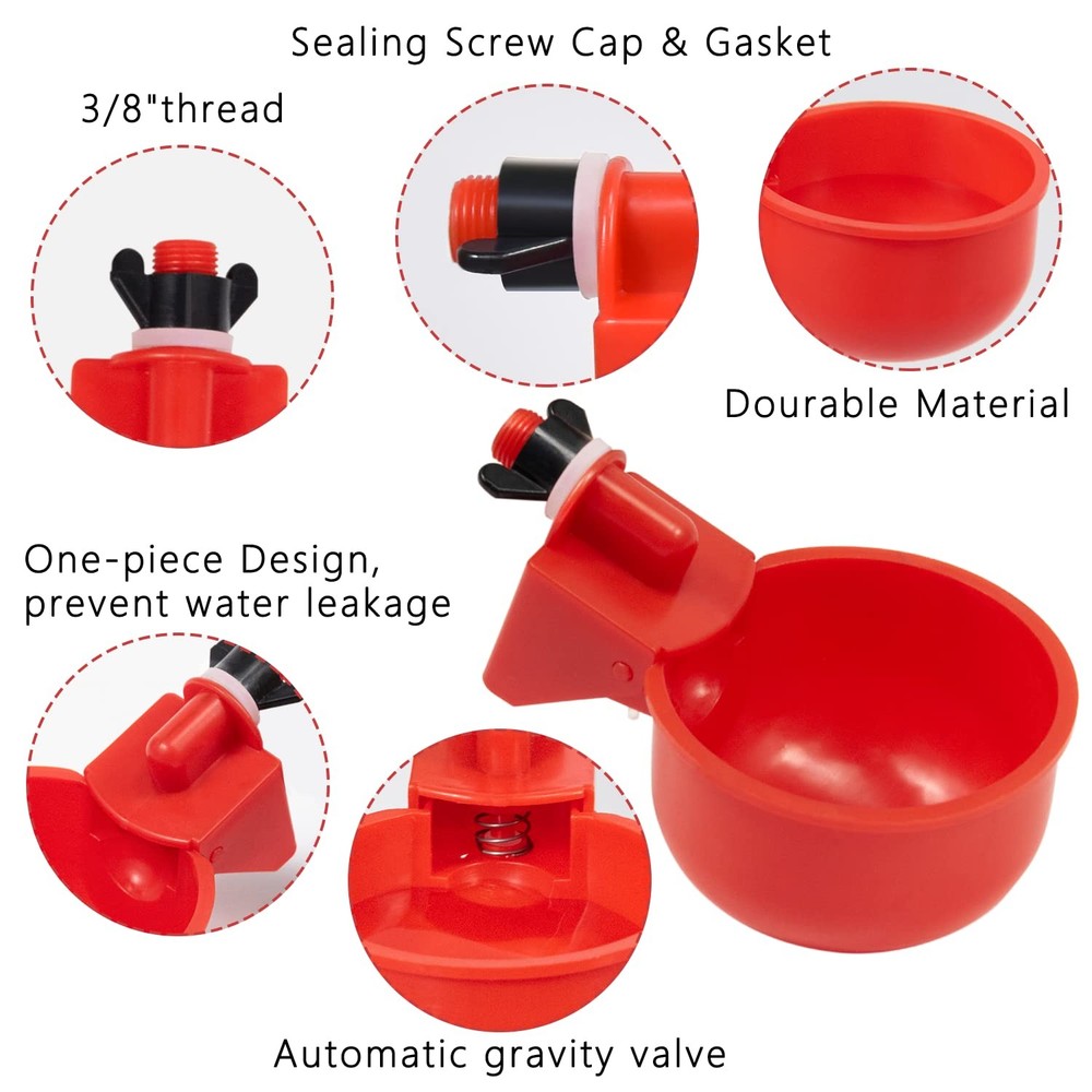 Chicken Waterer Cups 8 Pack Automatic Water for Poultry LANARP...