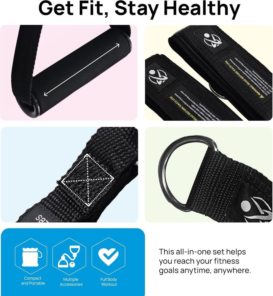 Resistance Band Set 150 LBS Stackable Workout Bands Strength Training Yoga