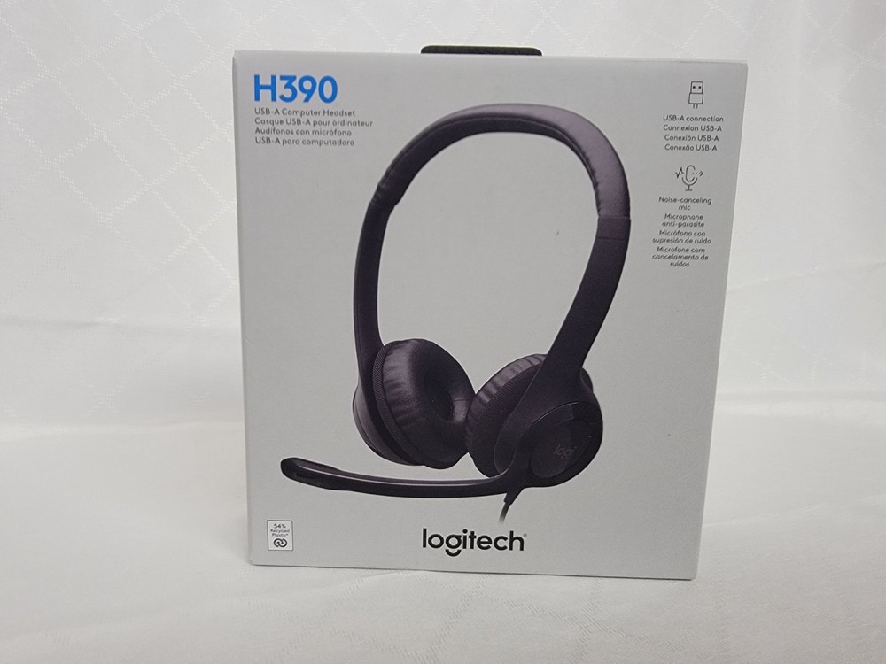 Logitech H390 Black Over the Ear Headset USB Wired - A Computer Headset