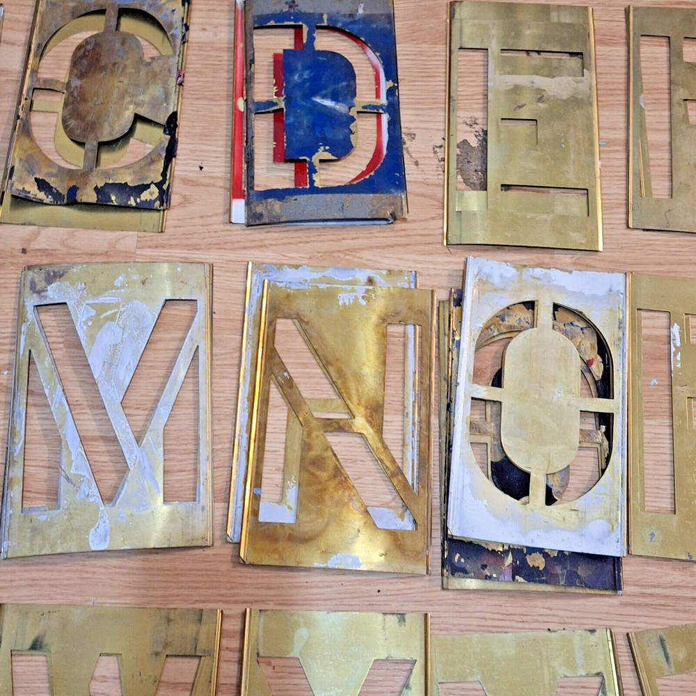 Brass Letters and Numbers Interlocking Stencils Multiple Sets of Varying Sizes